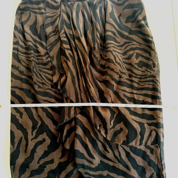 BA&SH Scarlett knee length skirt. Brown Ruffle Zebra Animal Print. Size S - Picture 4 of 8